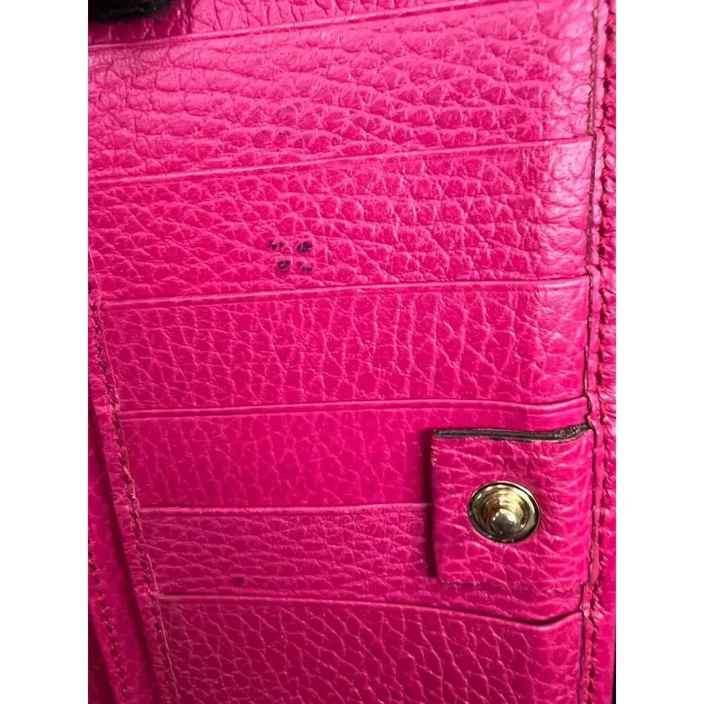 Gucci Pink Pebbled Leather Continental Wallet Box Card Chain Italy 354498